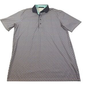 Greyson Clothiers Monogram Geometric Print Performance Golf Polo Shirt Size M